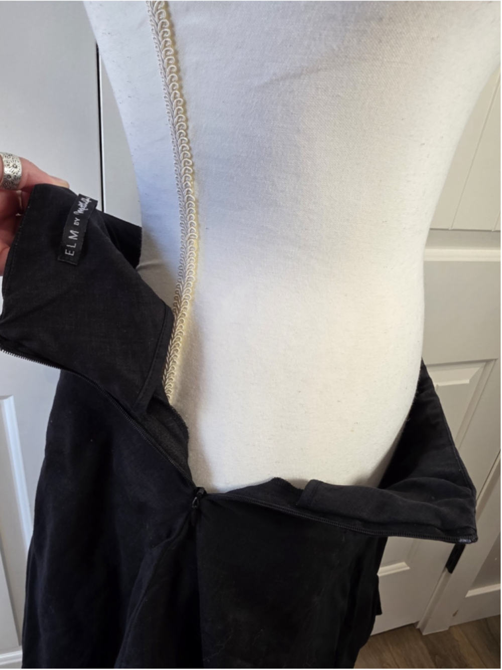 ELM by Matthildur Black Linen Blend Bubble Hem Midi Skirt Size 2 Lagenlook Artsy - Picture 9 of 12